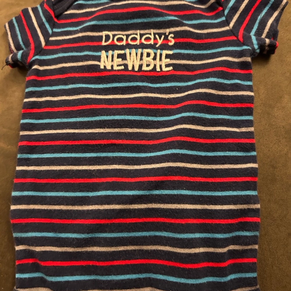 Striped Baby Onesie with Embroidered Text